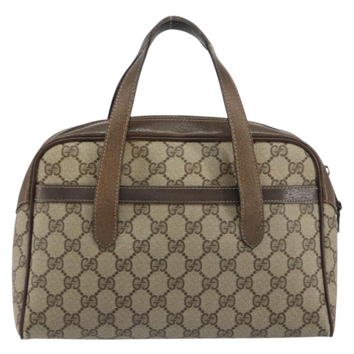 GUCCI GG Supreme Web Sherry Line Hand Bag PVC Beige Gold 39 02 053 Auth BA8629