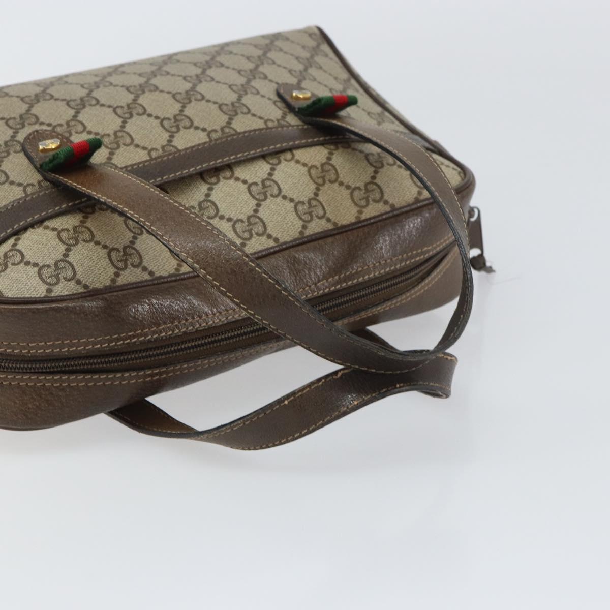 GUCCI GG Supreme Web Sherry Line Hand Bag PVC Beige Gold 39 02 053 Auth BA8629