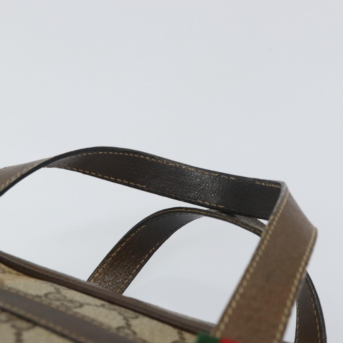 GUCCI GG Supreme Web Sherry Line Hand Bag PVC Beige Gold 39 02 053 Auth BA8629