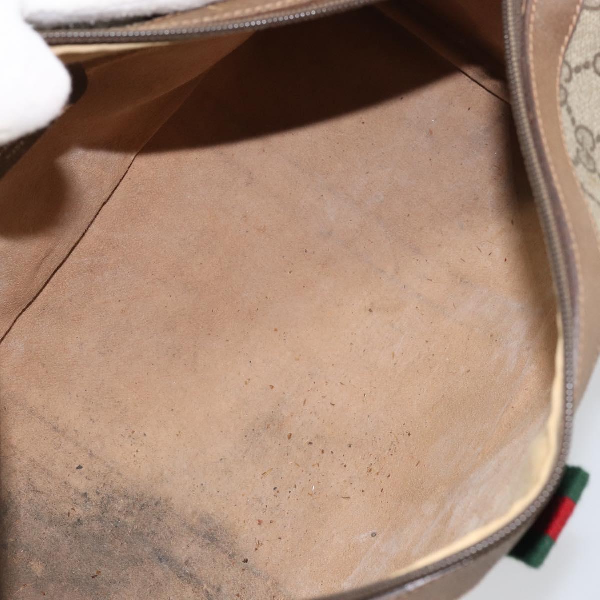 GUCCI GG Supreme Web Sherry Line Boston Bag PVC Beige Gold 39 02 007 Auth BA8630