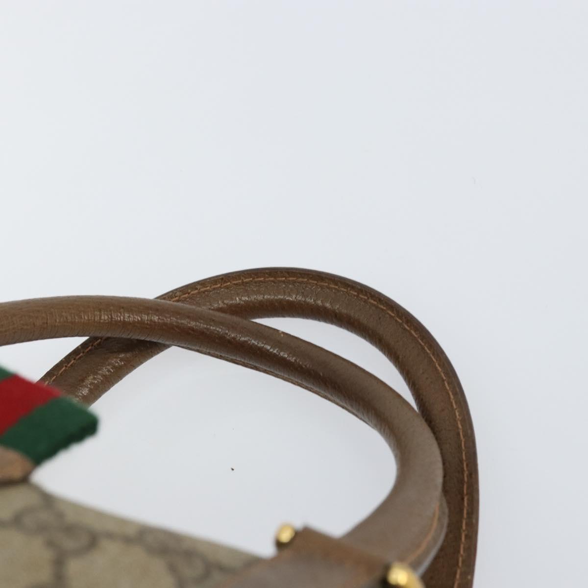 GUCCI GG Supreme Web Sherry Line Boston Bag PVC Beige Gold 39 02 007 Auth BA8630