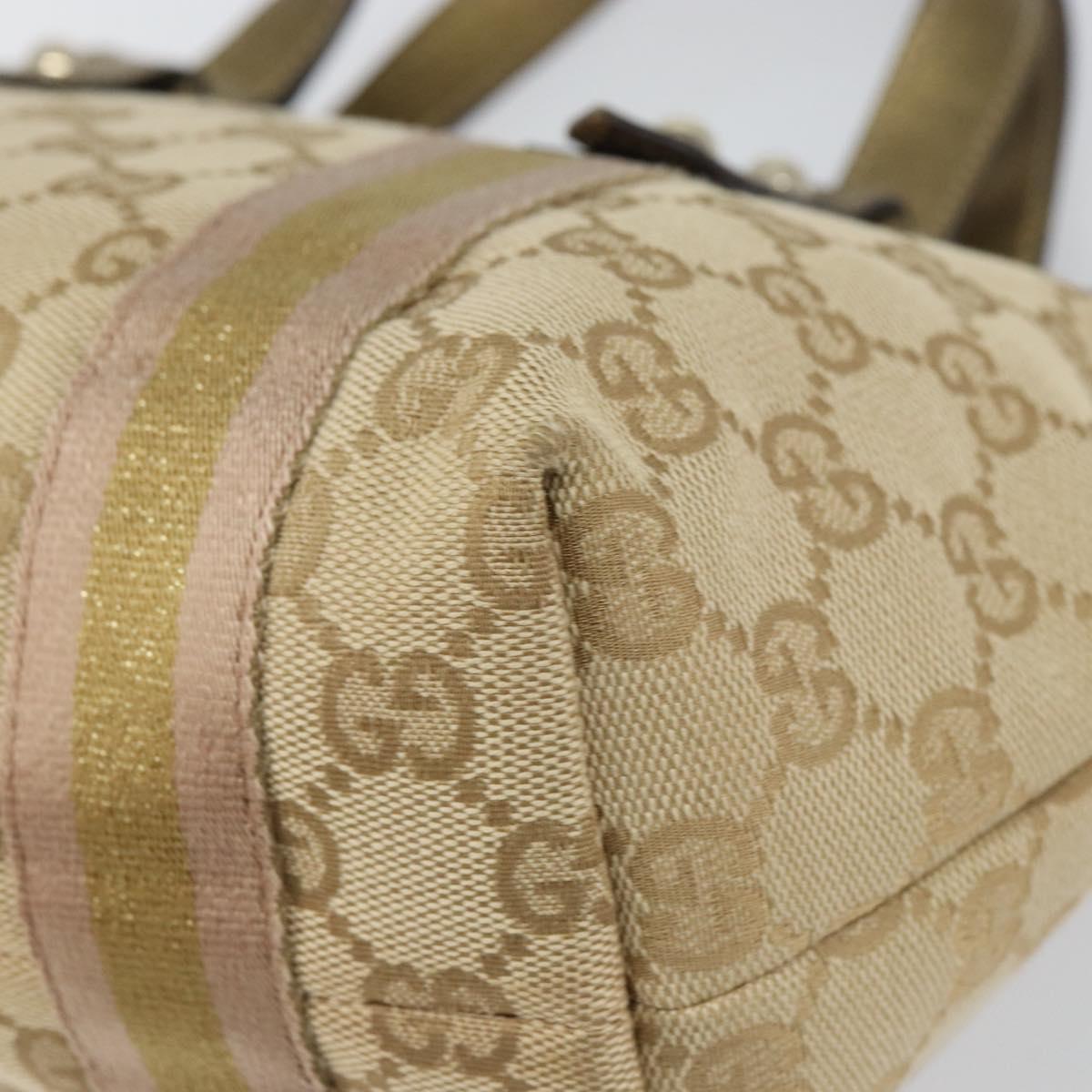 GUCCI GG Canvas Sherry Line Hand Bag Beige Gold 139261 Auth BA8631