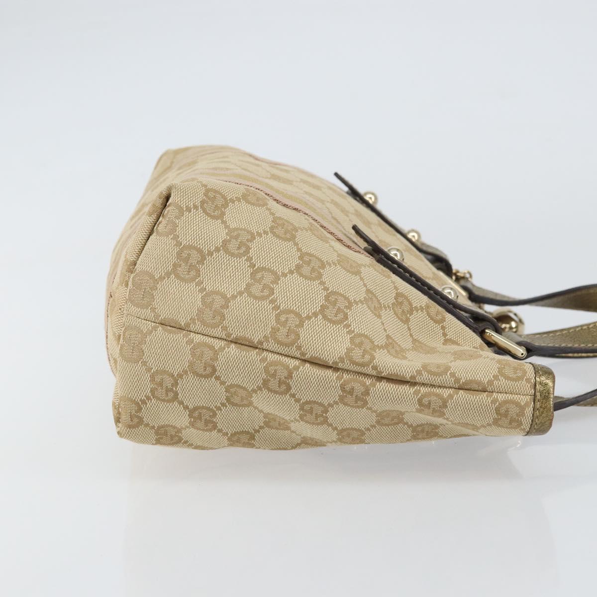 GUCCI GG Canvas Sherry Line Hand Bag Beige Gold 139261 Auth BA8631