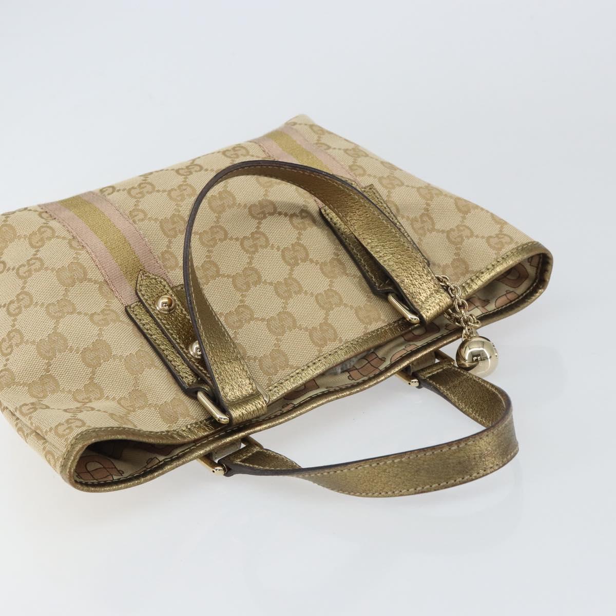 GUCCI GG Canvas Sherry Line Hand Bag Beige Gold 139261 Auth BA8631