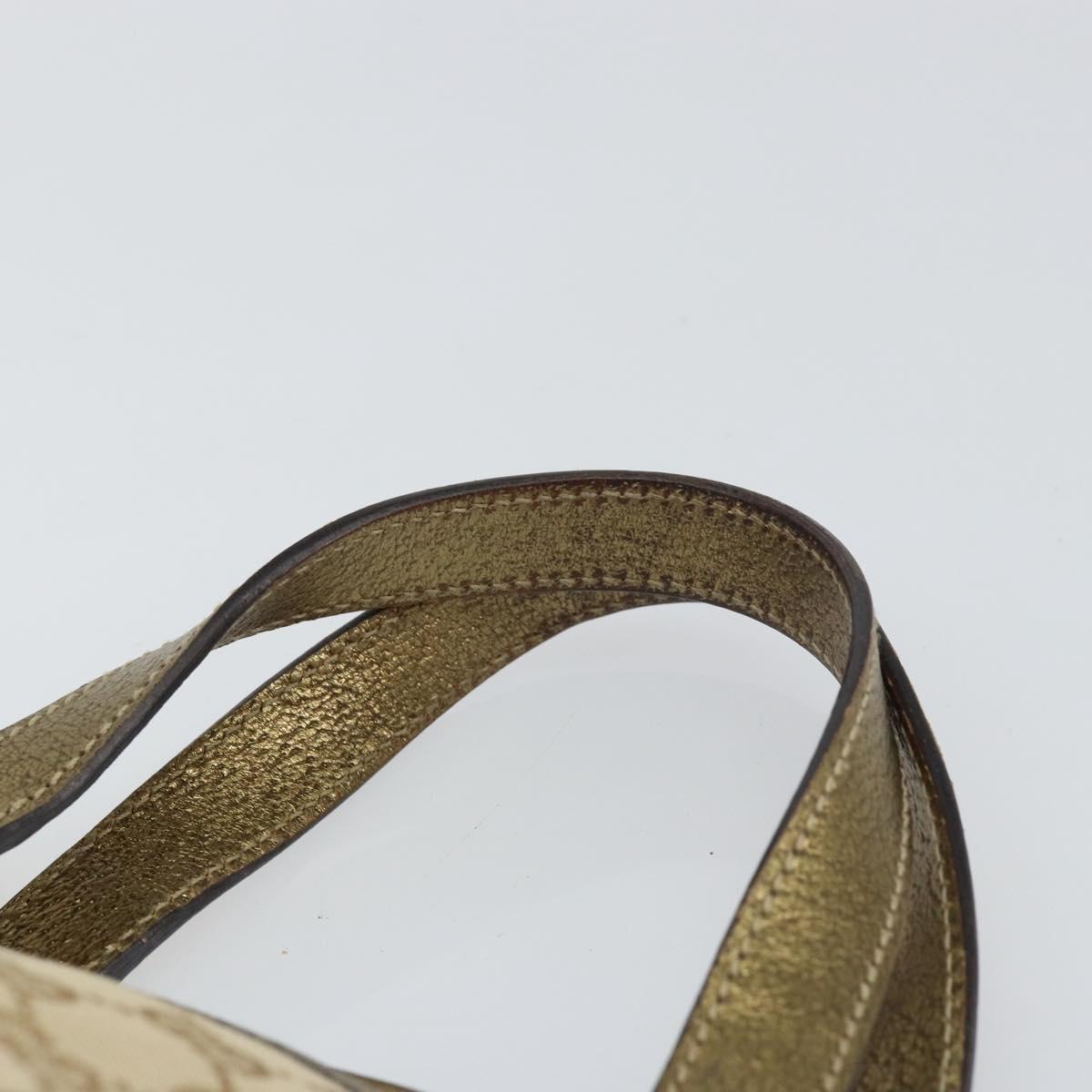 GUCCI GG Canvas Sherry Line Hand Bag Beige Gold 139261 Auth BA8631