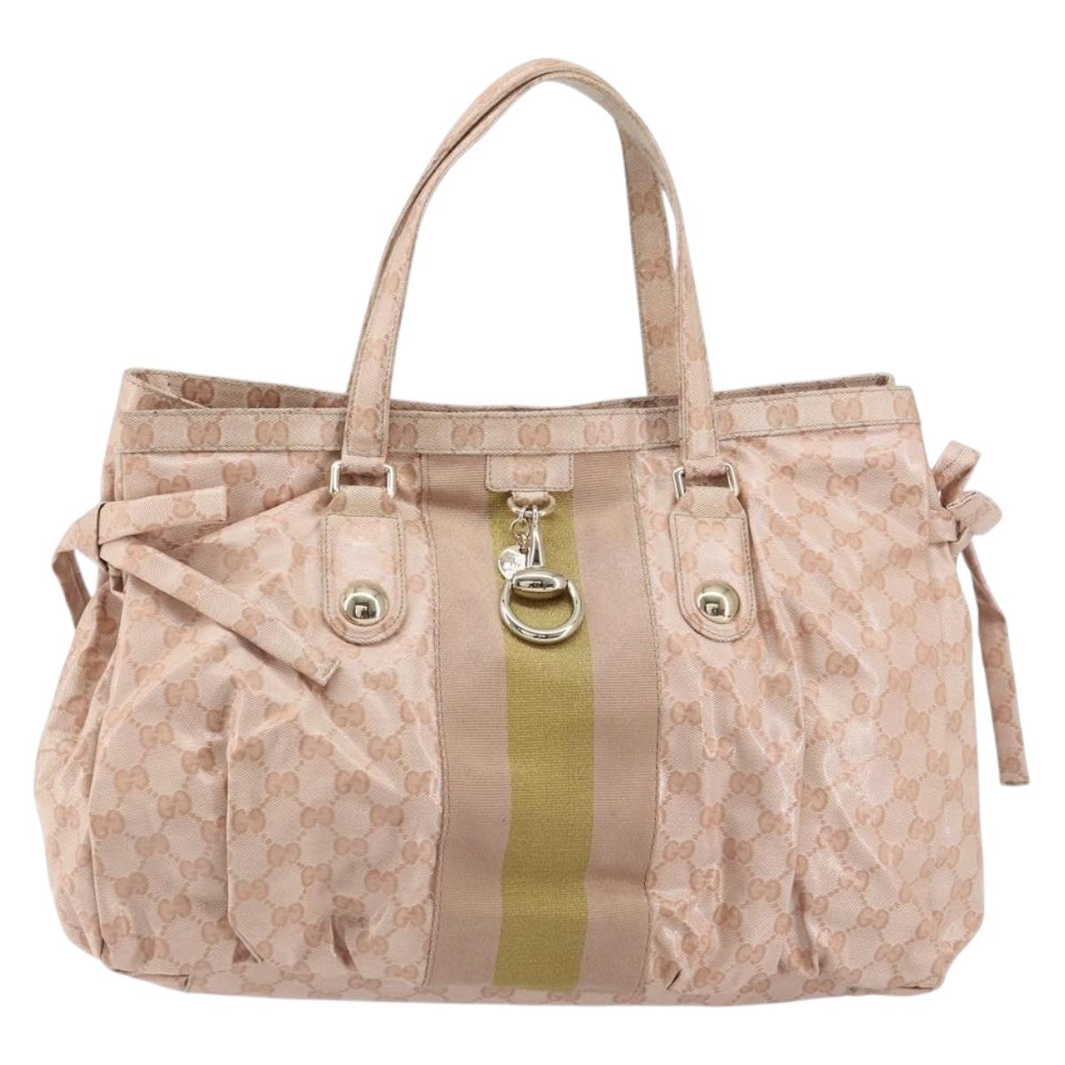 GUCCI GG Crystal Abbey Tote Bag Pink Gold 211921 Auth BA8633
