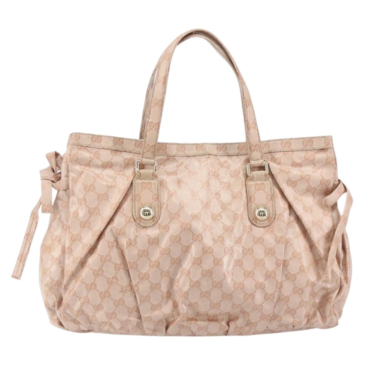 GUCCI GG Crystal Abbey Tote Bag Pink Gold 211921 Auth BA8633