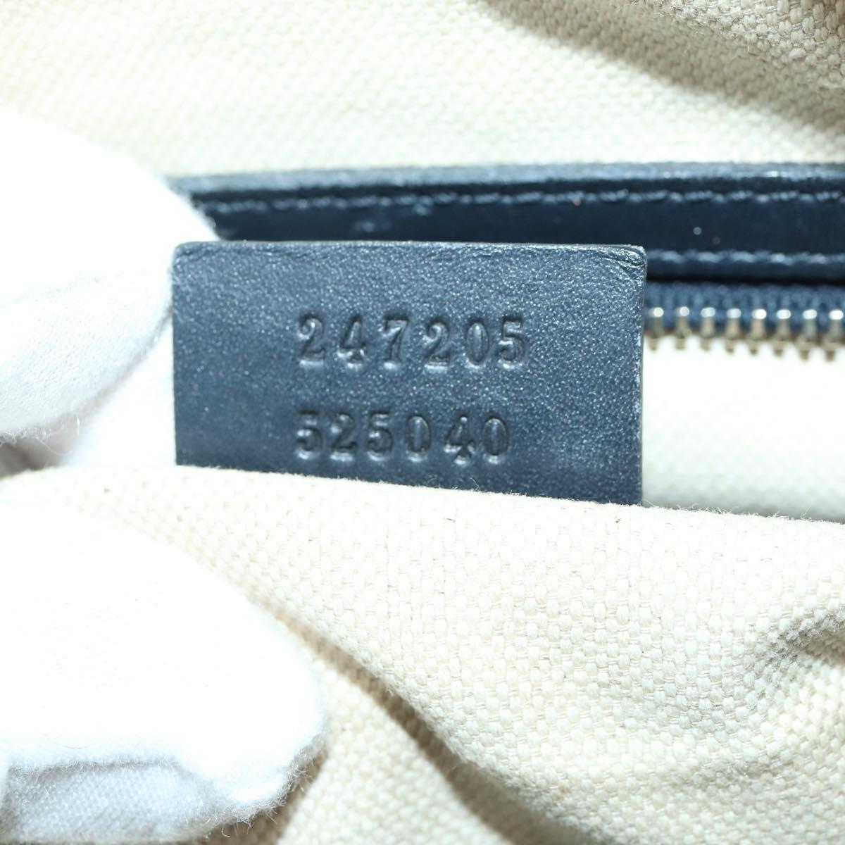 GUCCI GG Canvas Sherry Line Boston Bag 2way Navy Gold 247205 Auth BA8634
