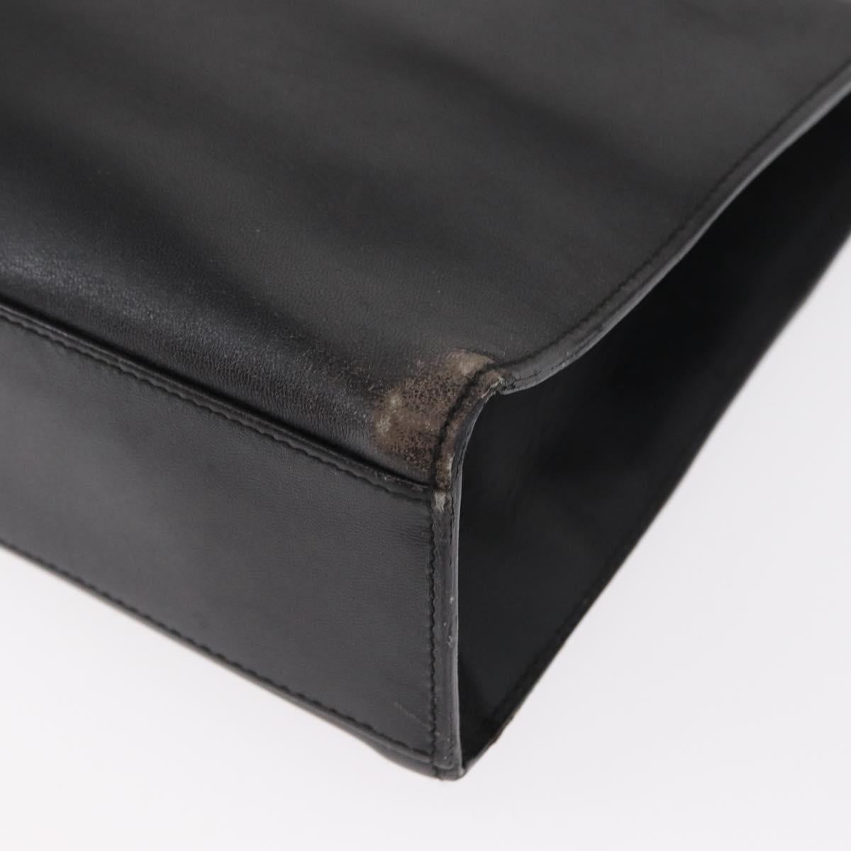 GUCCI Hand Bag Leather Black Gold Auth BA8636