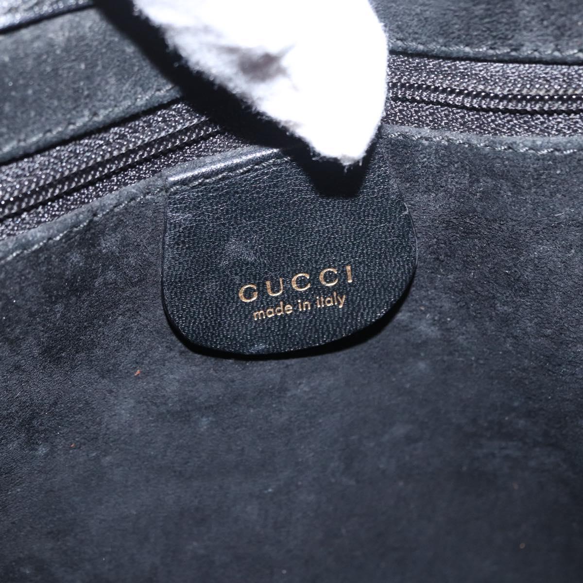 GUCCI Hand Bag Leather Black Gold Auth BA8636