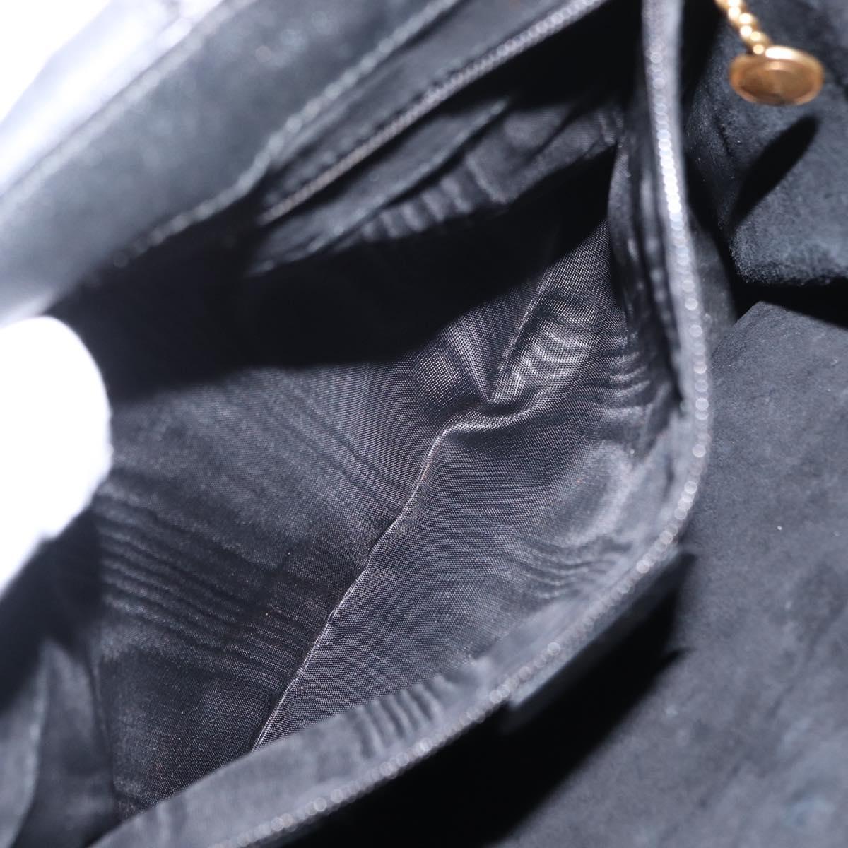 GUCCI Hand Bag Leather Black Gold Auth BA8636