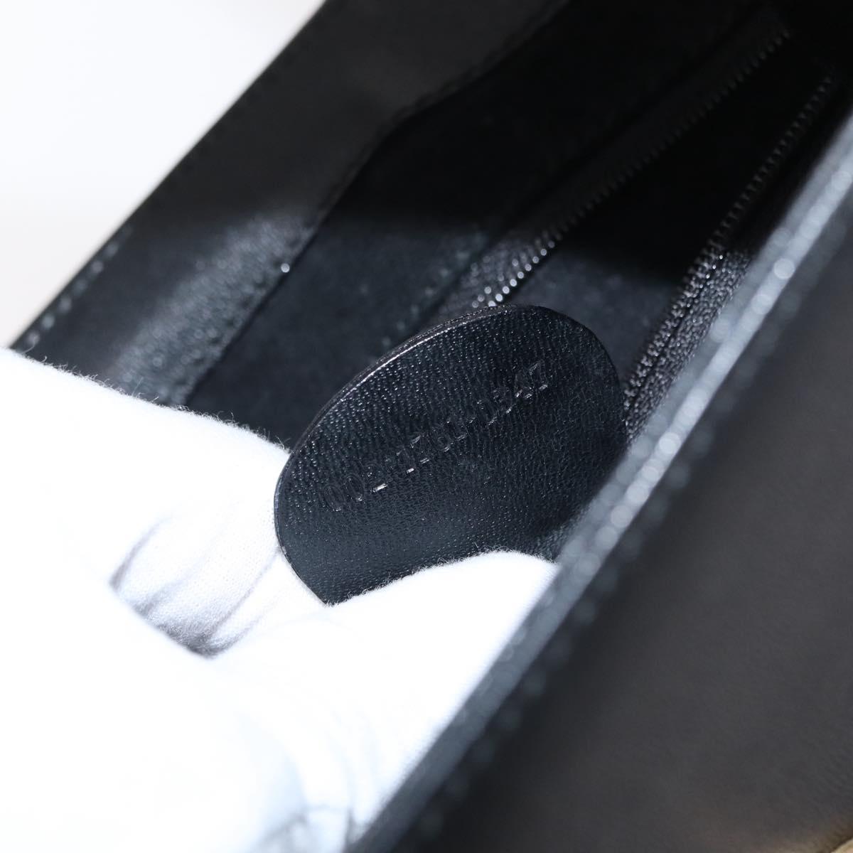 GUCCI Hand Bag Leather Black Gold Auth BA8636