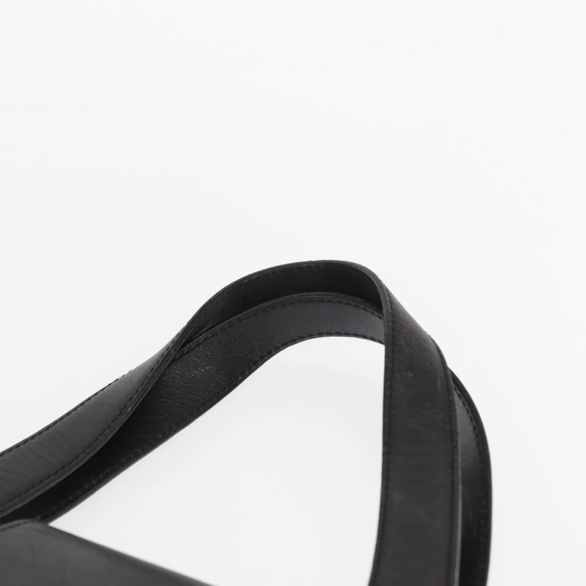 GUCCI Hand Bag Leather Black Gold Auth BA8636