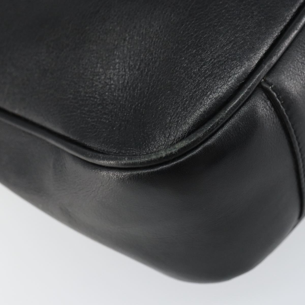 GUCCI Bamboo Hand Bag Leather 2way Black Gold 001 1998 1638 Auth BA8637