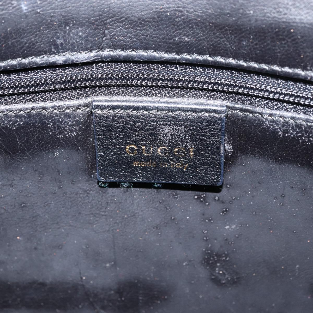 GUCCI Bamboo Hand Bag Leather 2way Black Gold 001 1998 1638 Auth BA8637