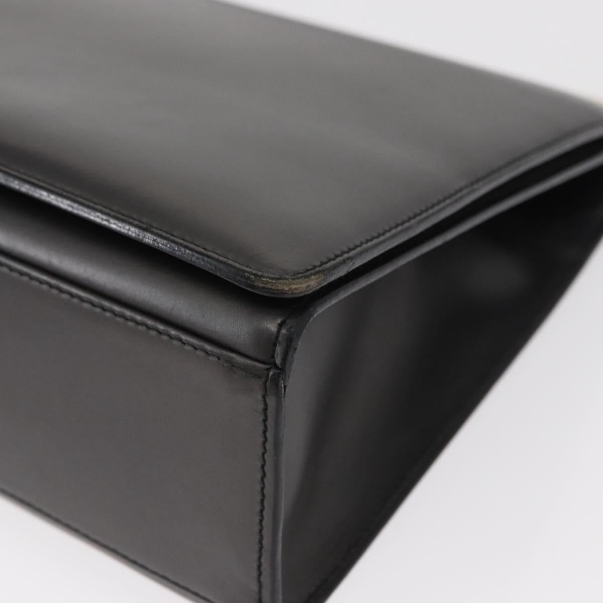 GUCCI Shoulder Bag Leather Black Gold Auth BA8638