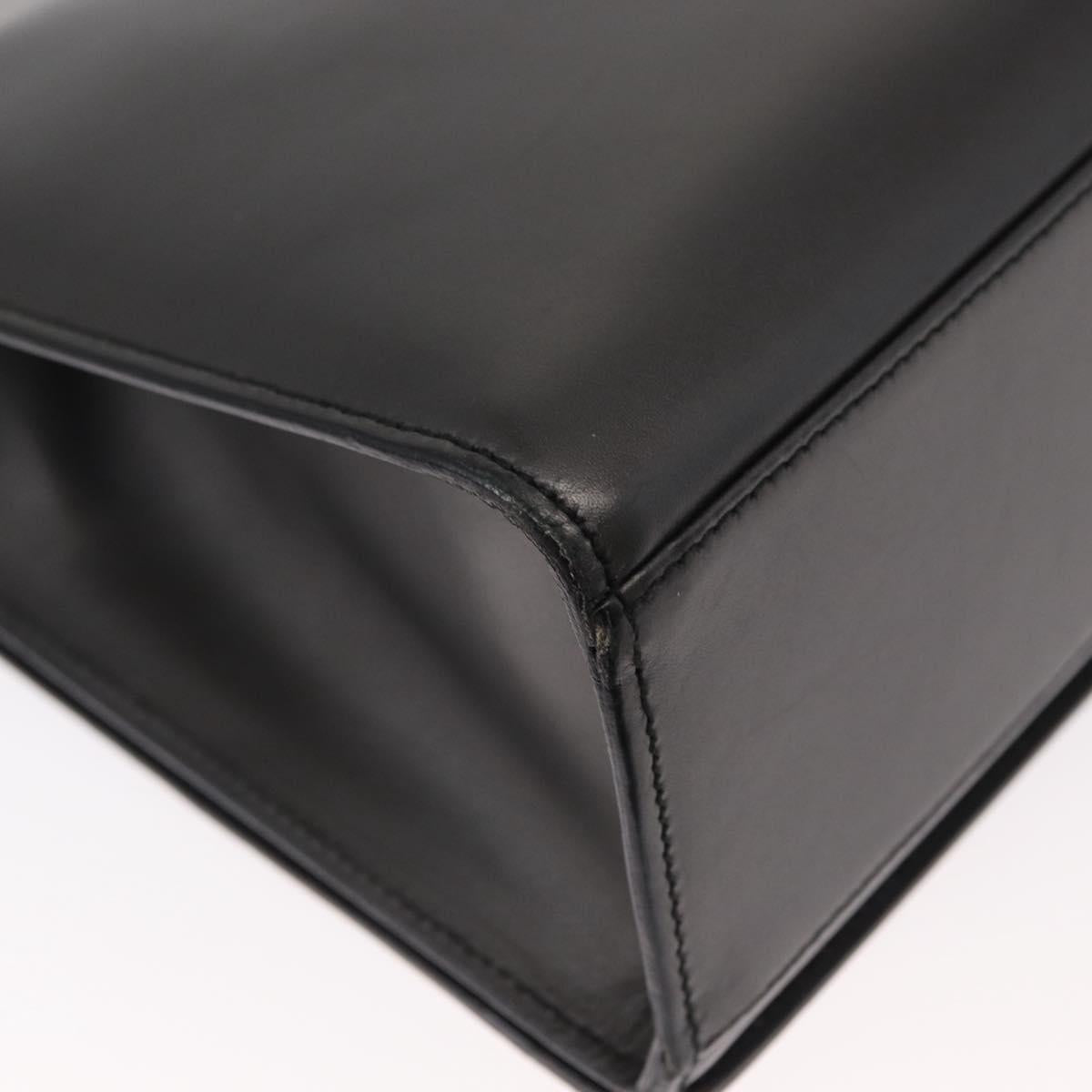 GUCCI Shoulder Bag Leather Black Gold Auth BA8638