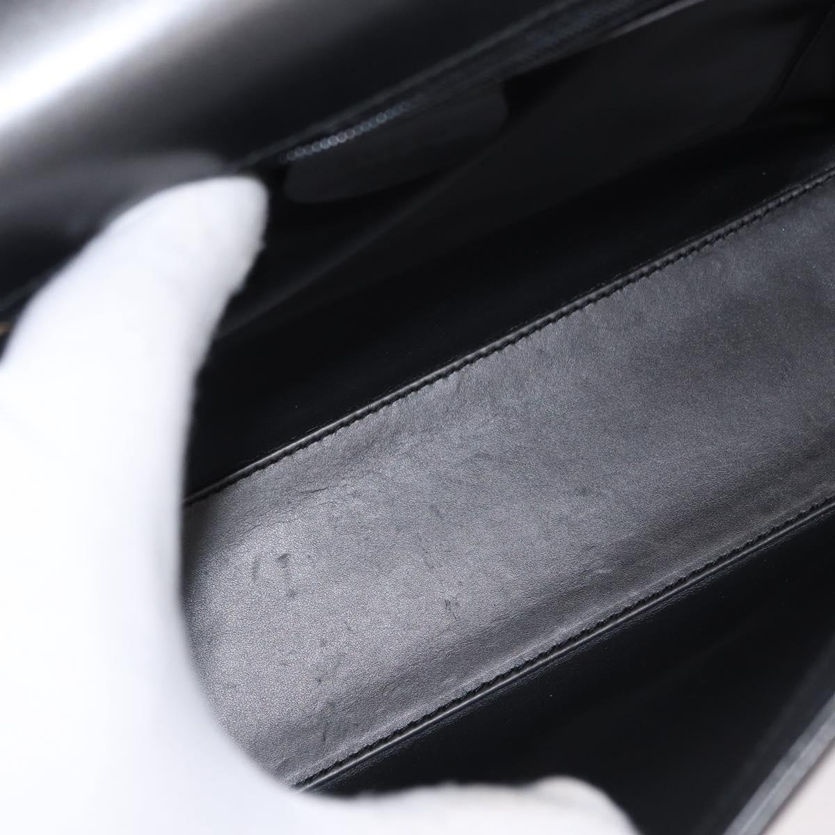 GUCCI Shoulder Bag Leather Black Gold Auth BA8638