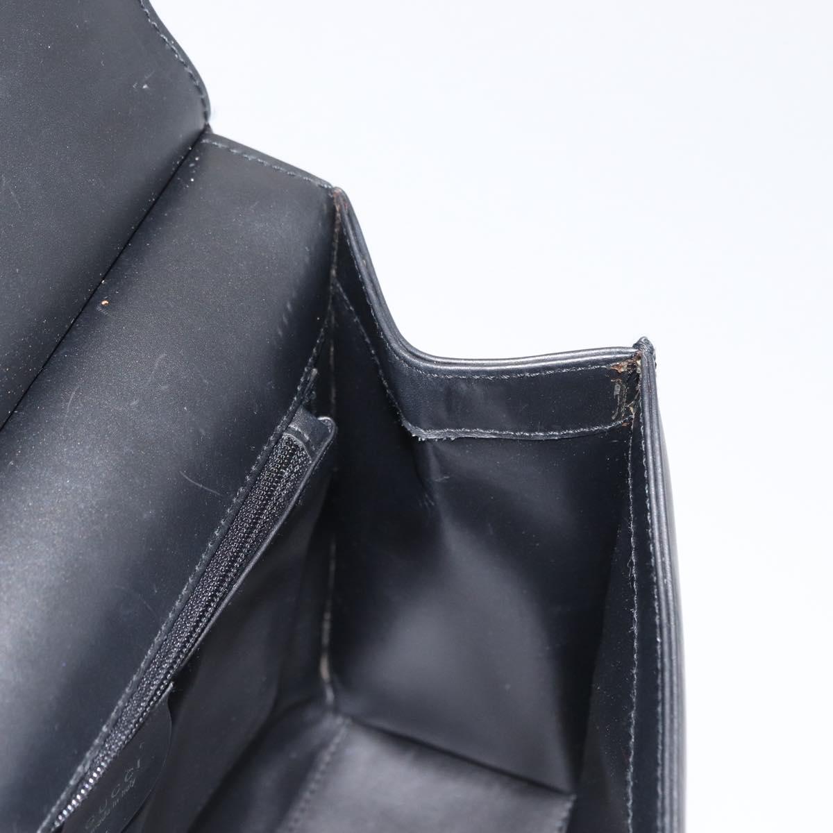 GUCCI Shoulder Bag Leather Black Gold Auth BA8638