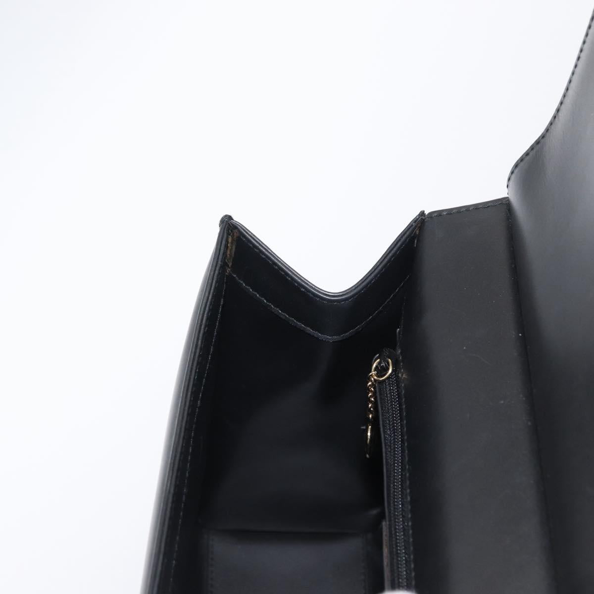 GUCCI Shoulder Bag Leather Black Gold Auth BA8638