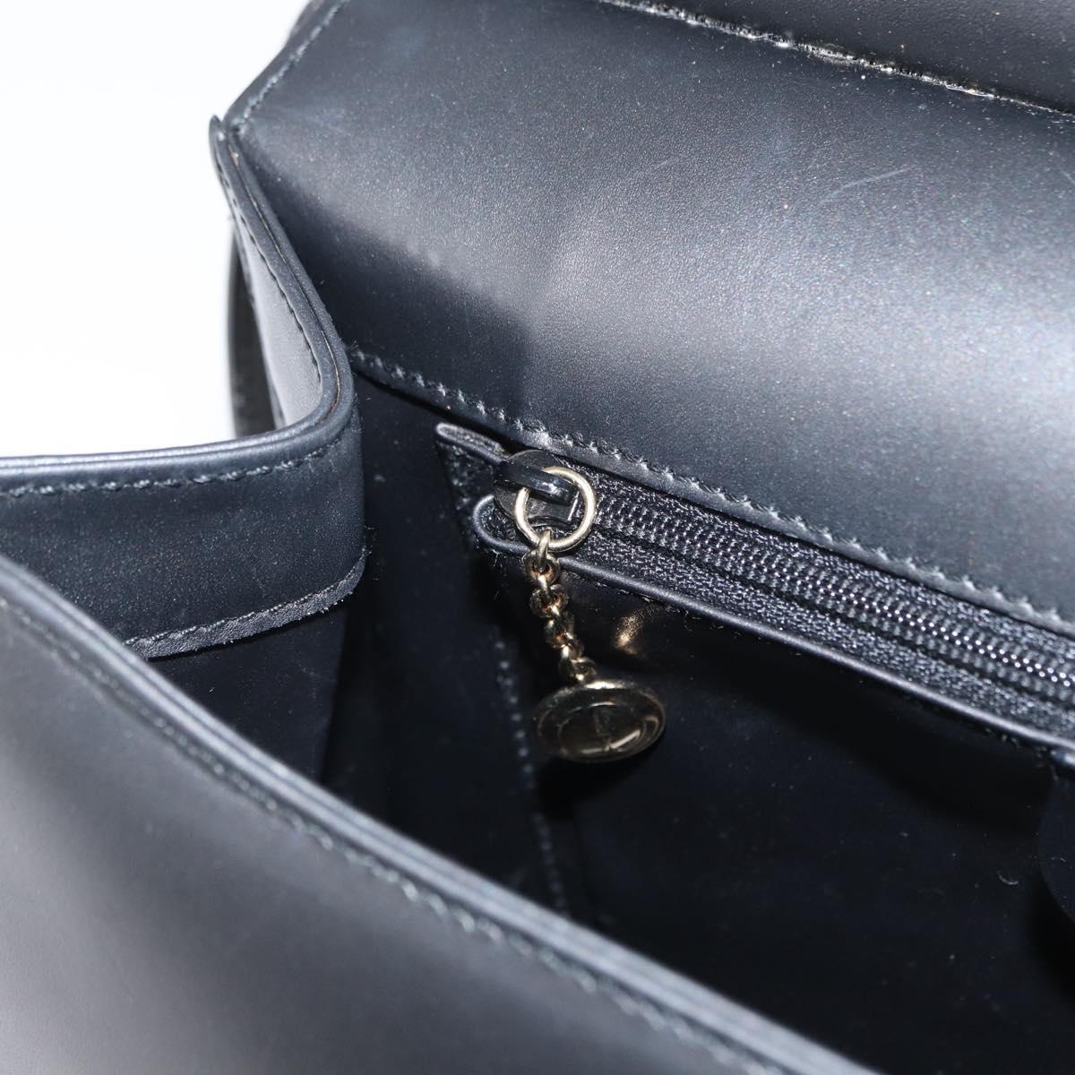 GUCCI Shoulder Bag Leather Black Gold Auth BA8638
