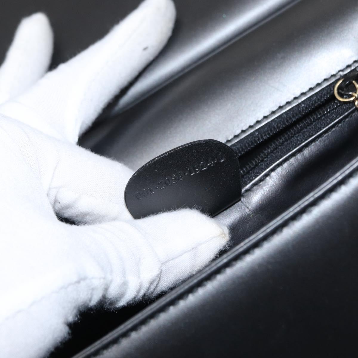 GUCCI Shoulder Bag Leather Black Gold Auth BA8638