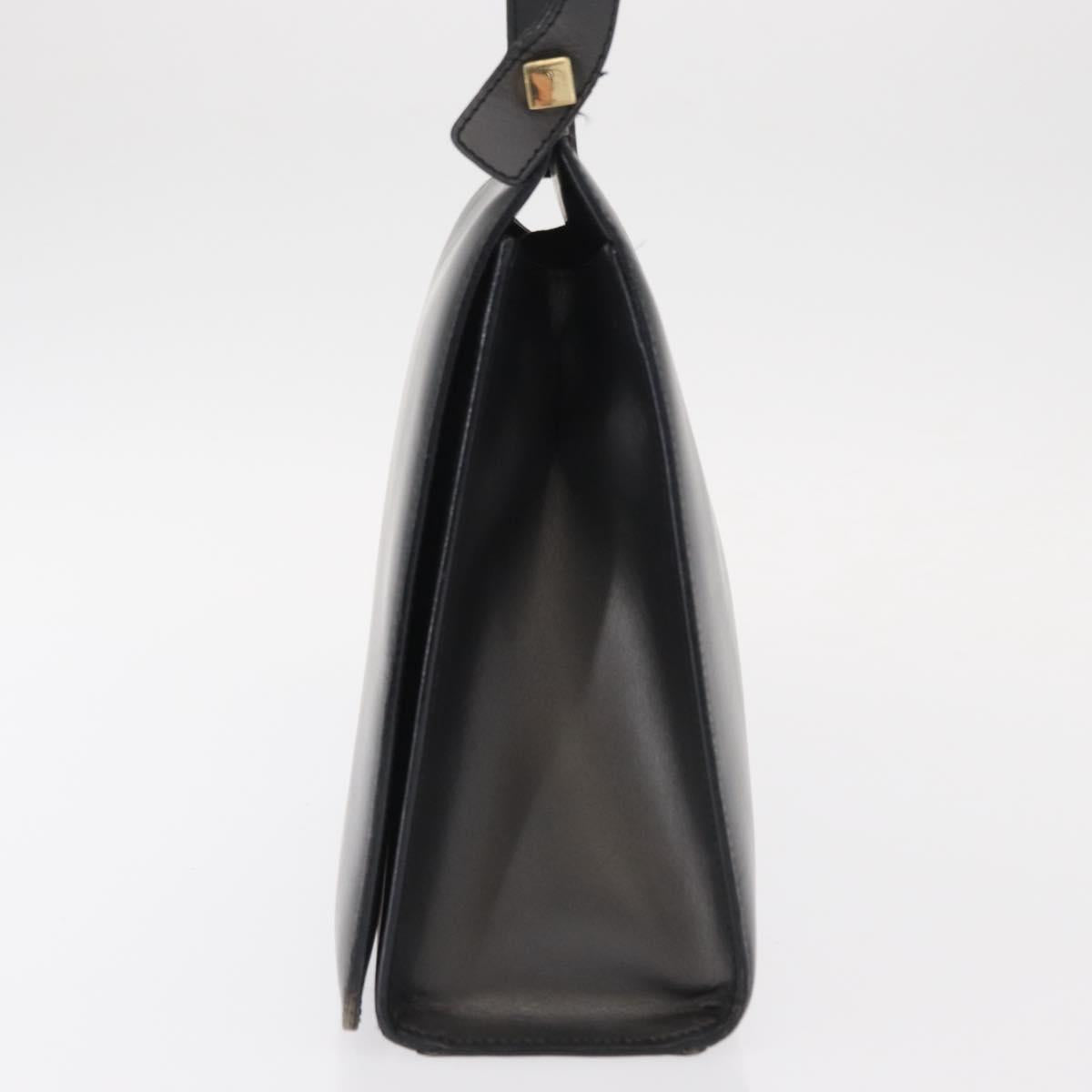 GUCCI Shoulder Bag Leather Black Gold Auth BA8638