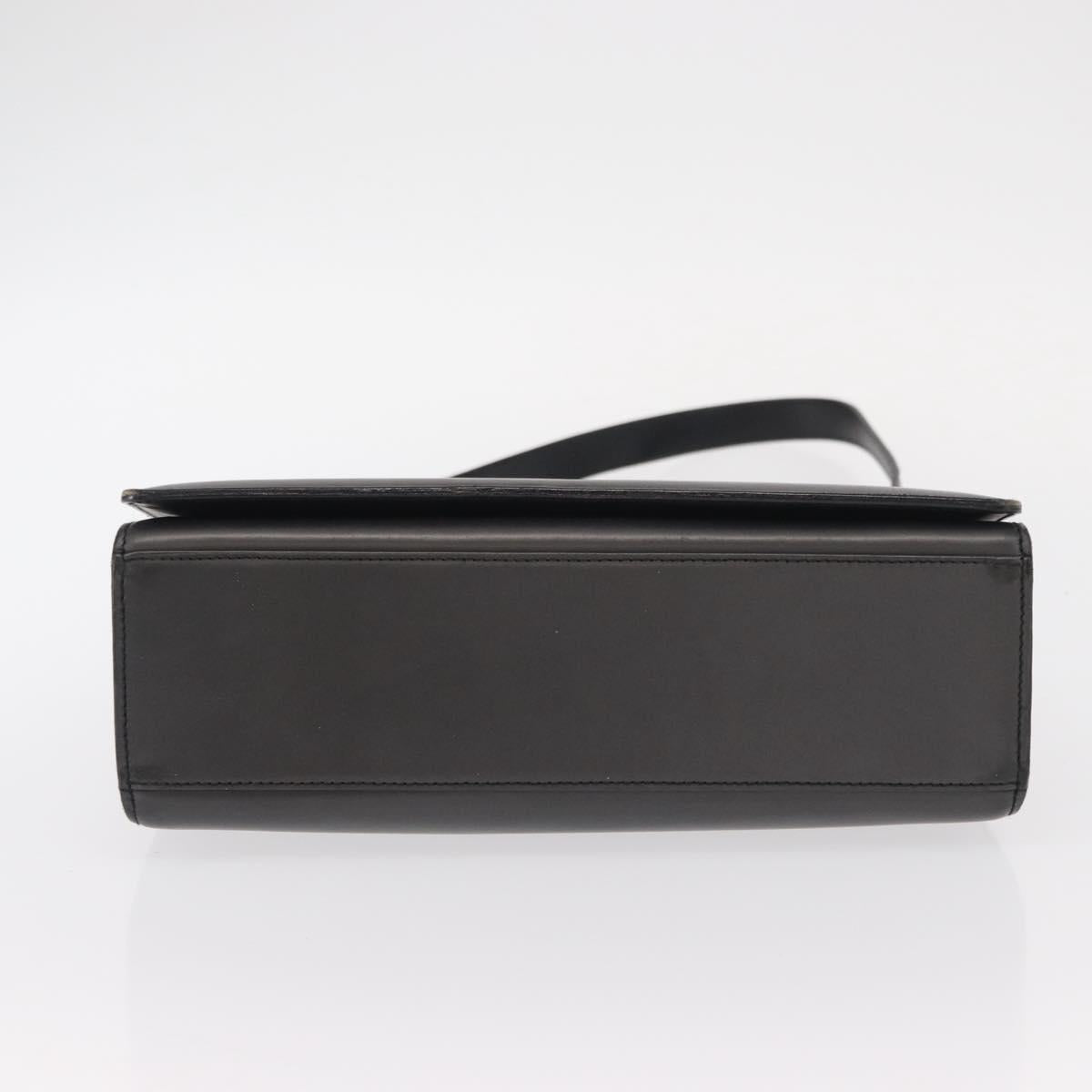 GUCCI Shoulder Bag Leather Black Gold Auth BA8638