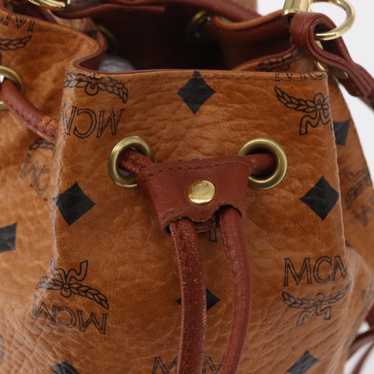 MCM Logogram Vicetos Shoulder Bag PVC Leather Brown Gold Auth BA8641
