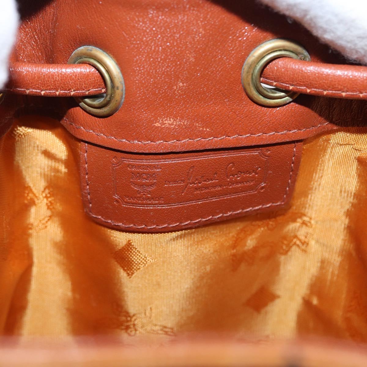 MCM Logogram Vicetos Shoulder Bag PVC Leather Brown Gold Auth BA8641