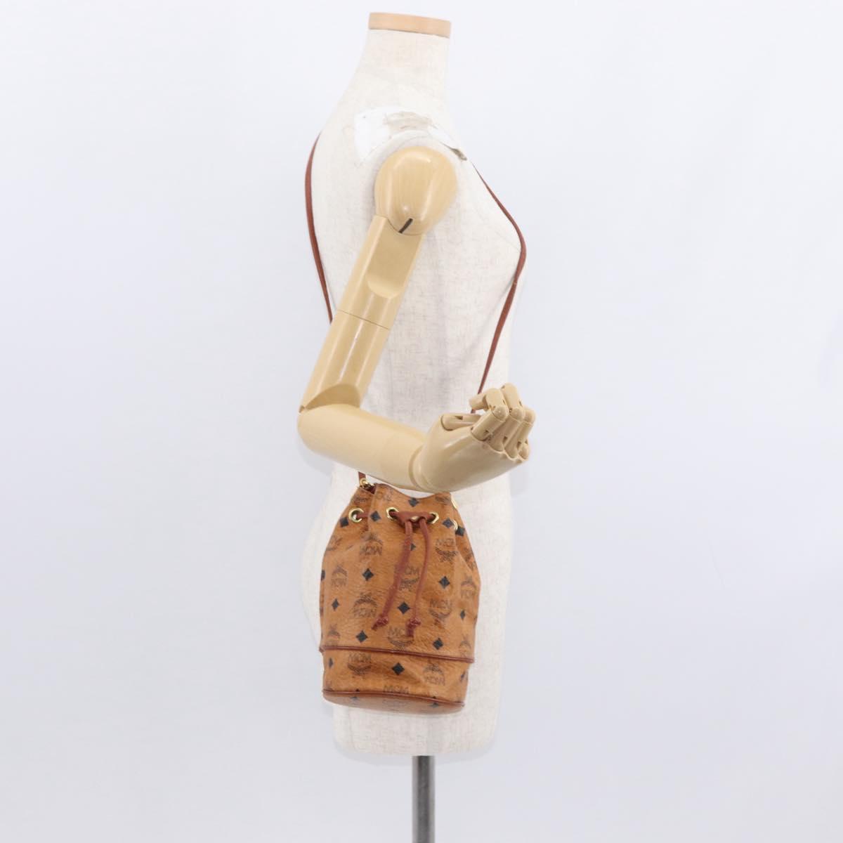 MCM Logogram Vicetos Shoulder Bag PVC Leather Brown Gold Auth BA8641