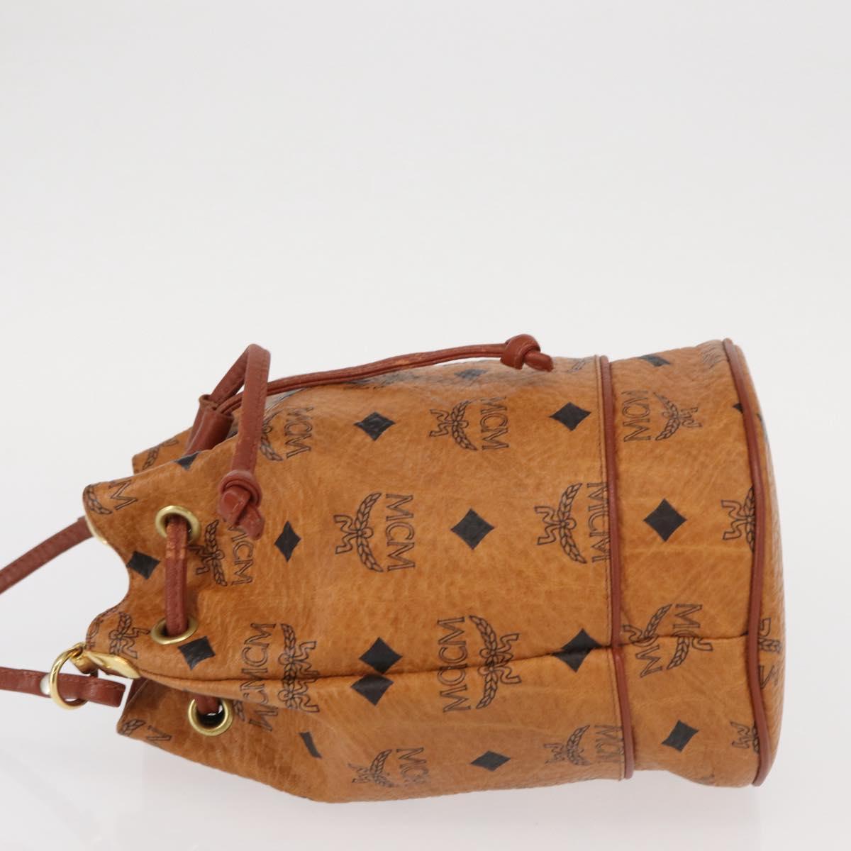 MCM Logogram Vicetos Shoulder Bag PVC Leather Brown Gold Auth BA8641