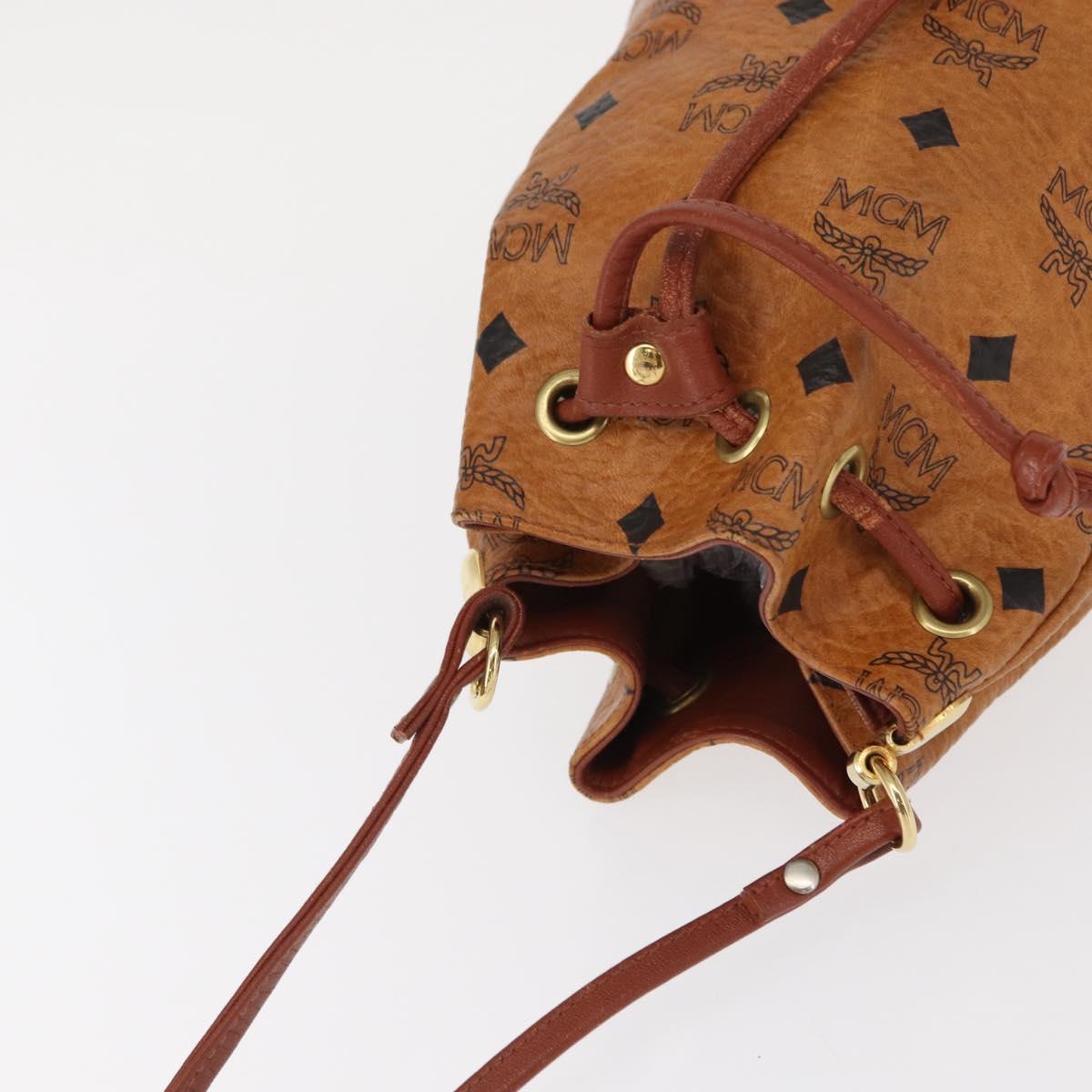 MCM Logogram Vicetos Shoulder Bag PVC Leather Brown Gold Auth BA8641