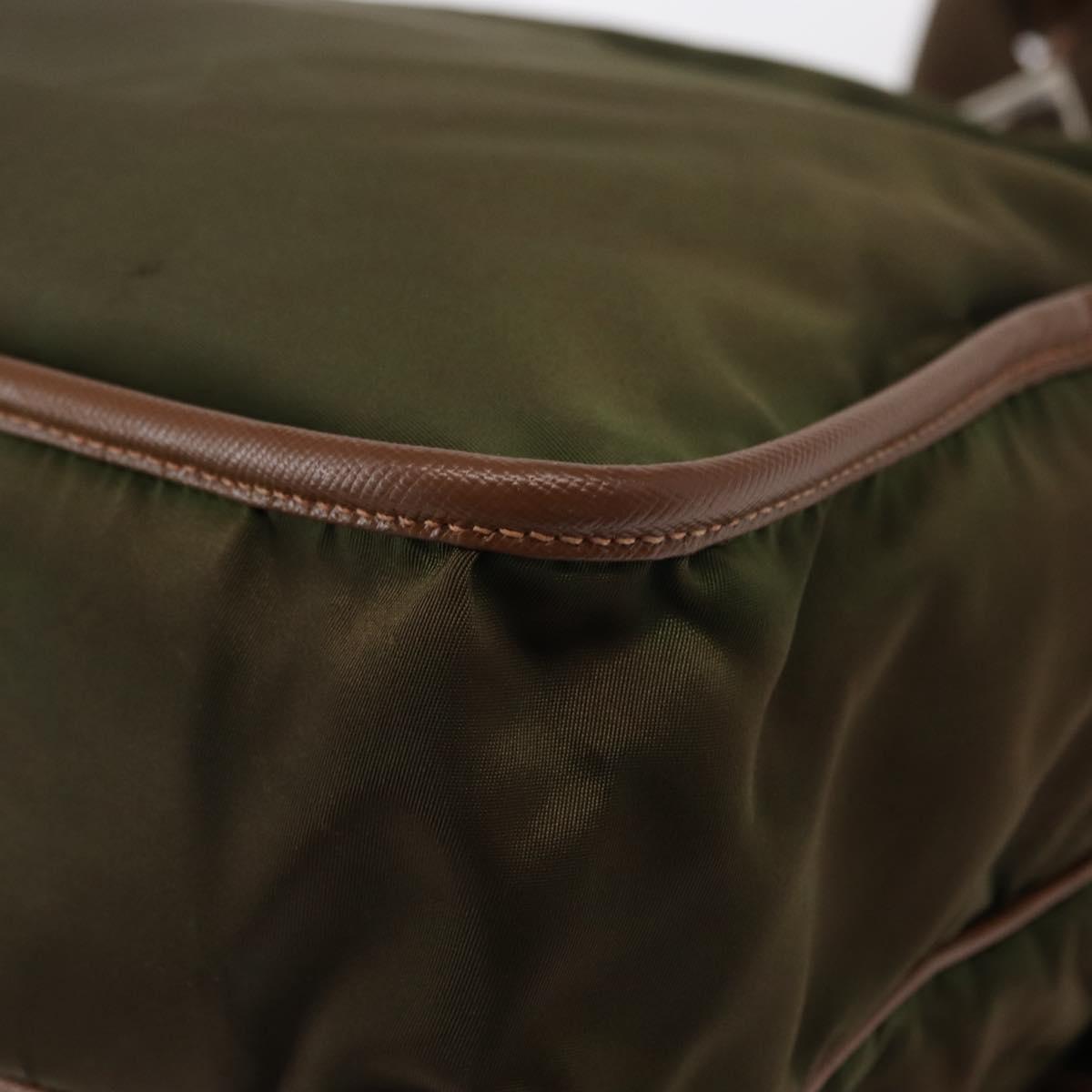 PRADA Shoulder Bag Nylon Khaki Silver Auth BA8644