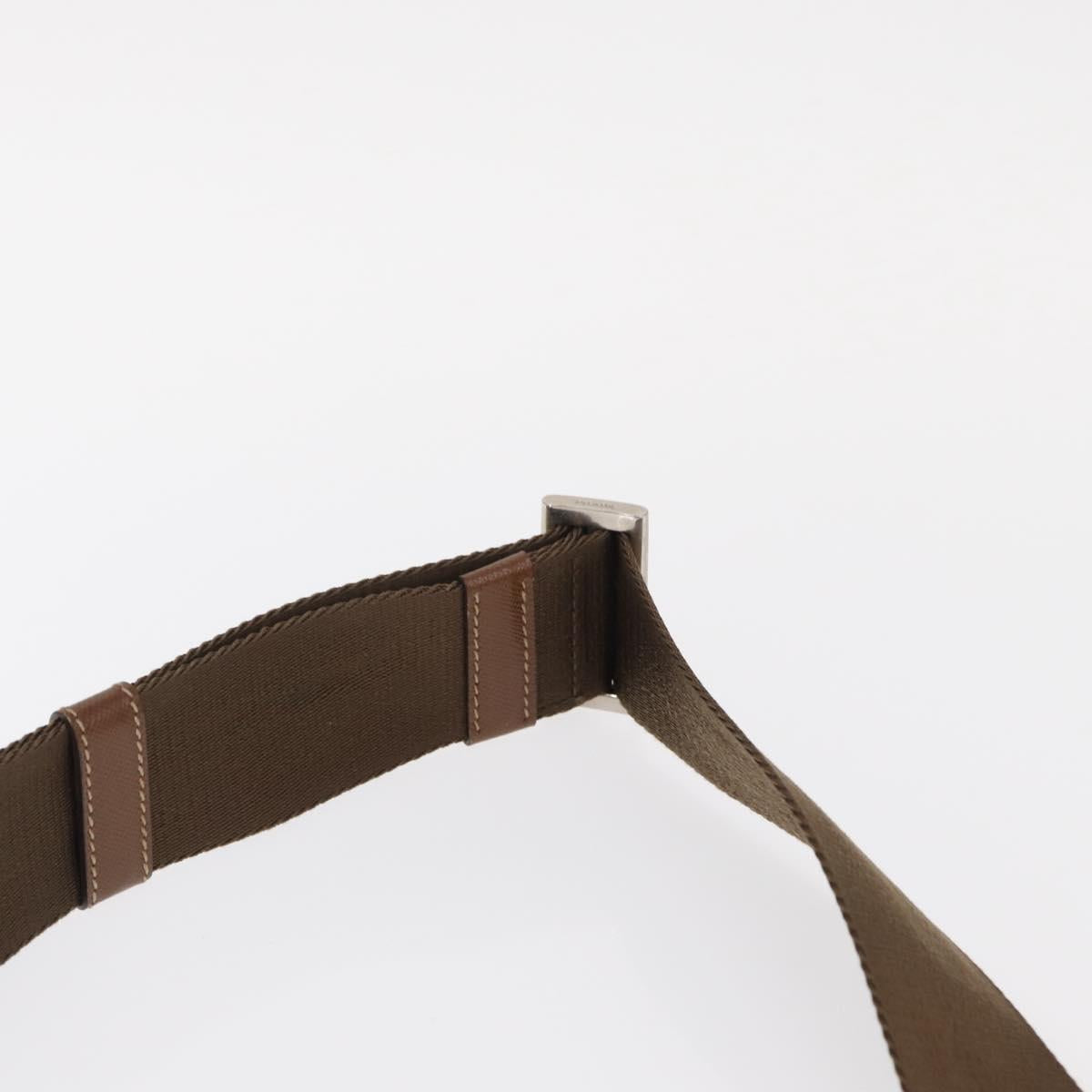 PRADA Shoulder Bag Nylon Khaki Silver Auth BA8644