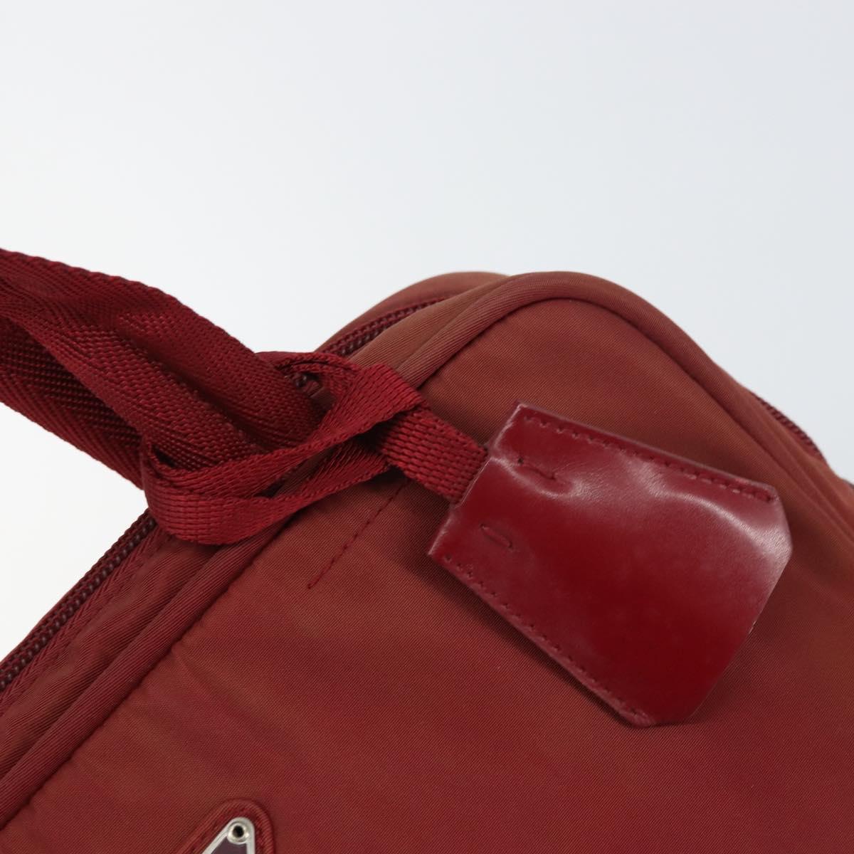 PRADA Hand Bag Nylon Red Silver Auth BA8645