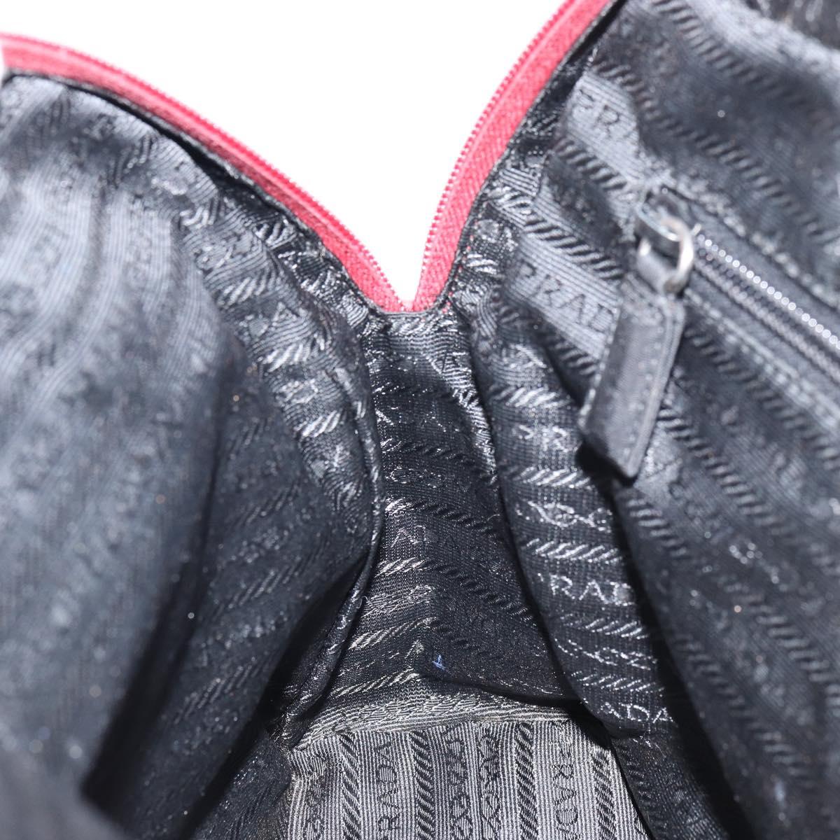 PRADA Hand Bag Nylon Red Silver Auth BA8645