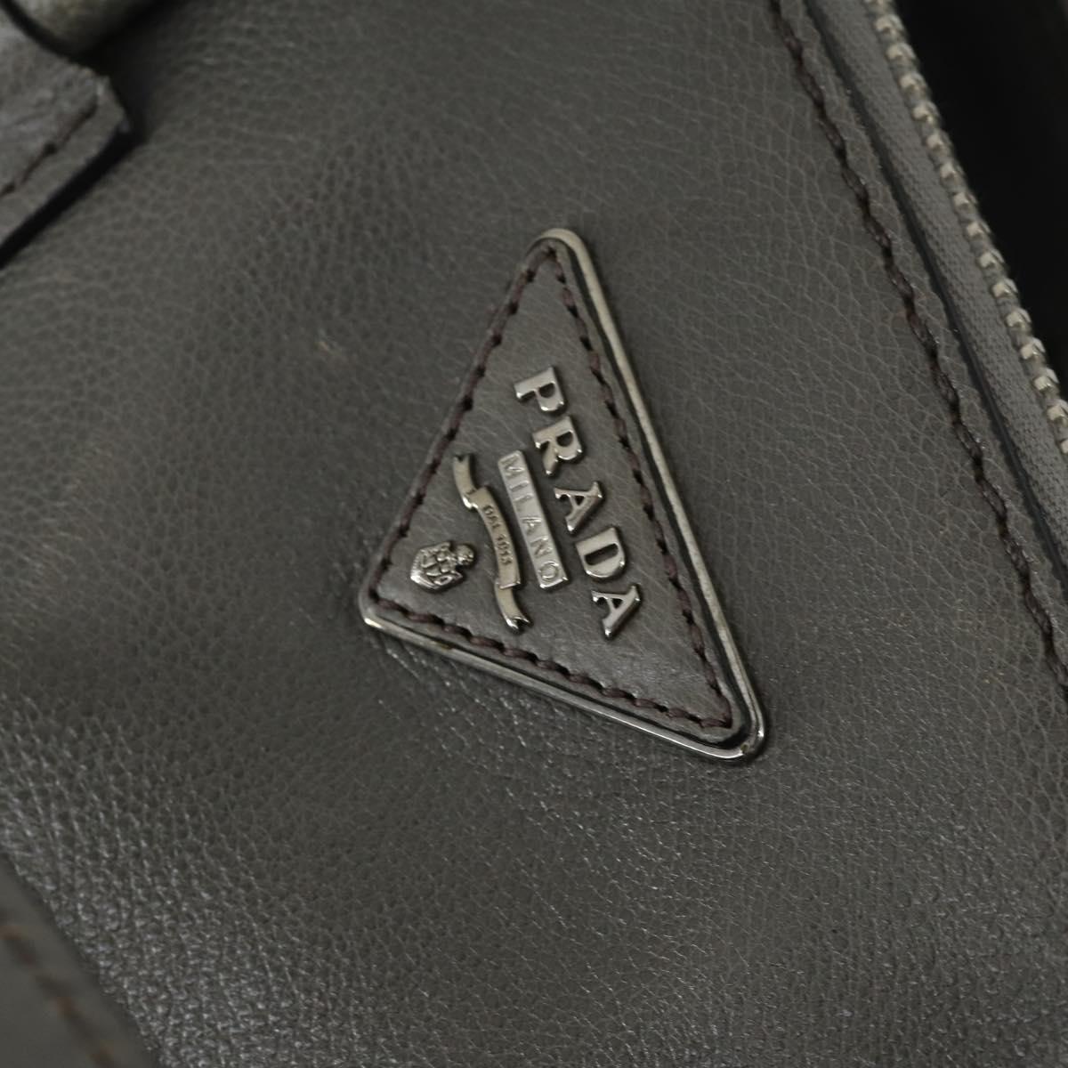 PRADA Studs Hand Bag Suede Leather 2way Gray Silver Auth BA8646