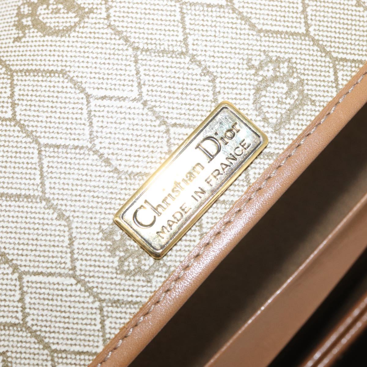 Christian Dior Trotter Canvas Chain Shoulder Bag Beige Gold Auth BA8648