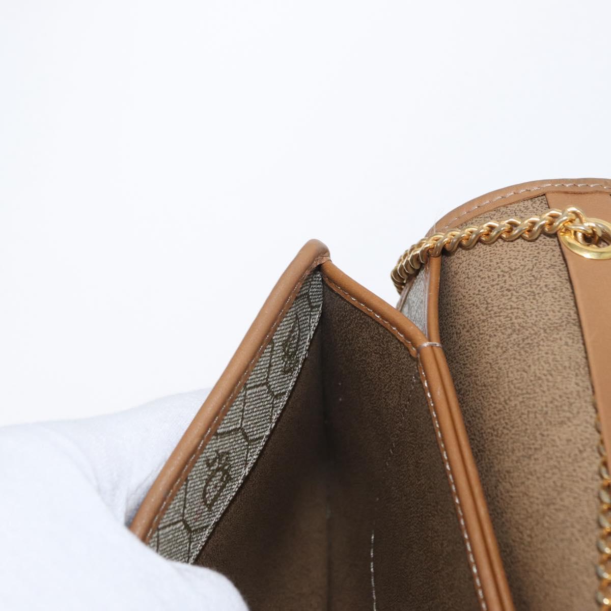 Christian Dior Trotter Canvas Chain Shoulder Bag Beige Gold Auth BA8648