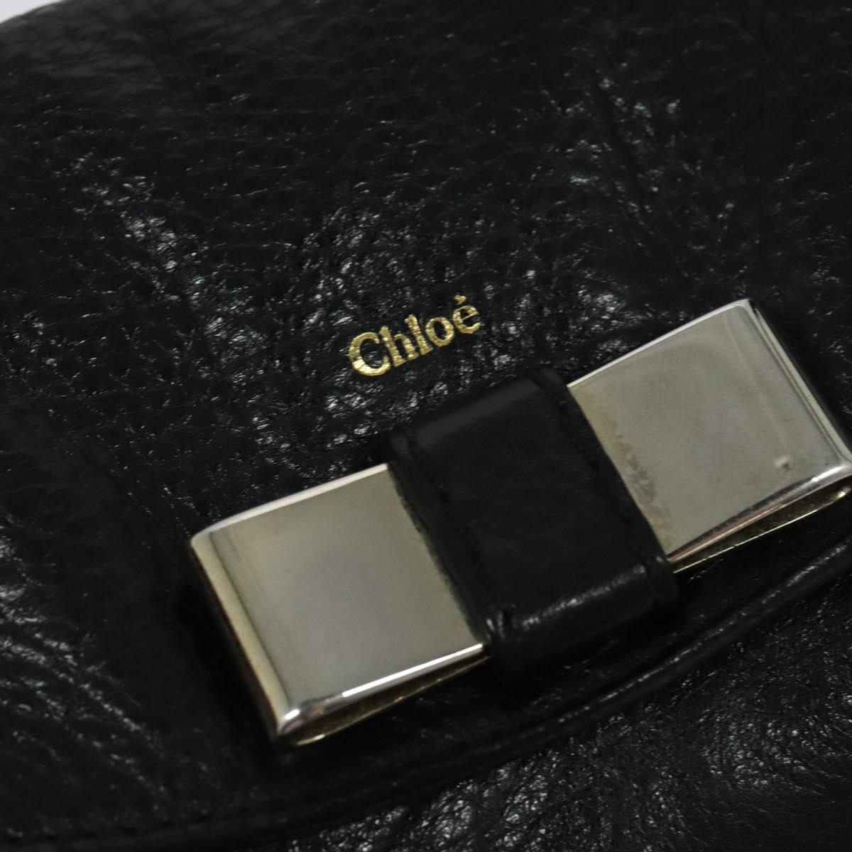 Chloe Elsie Hand Bag Leather 2way Black Auth BA866