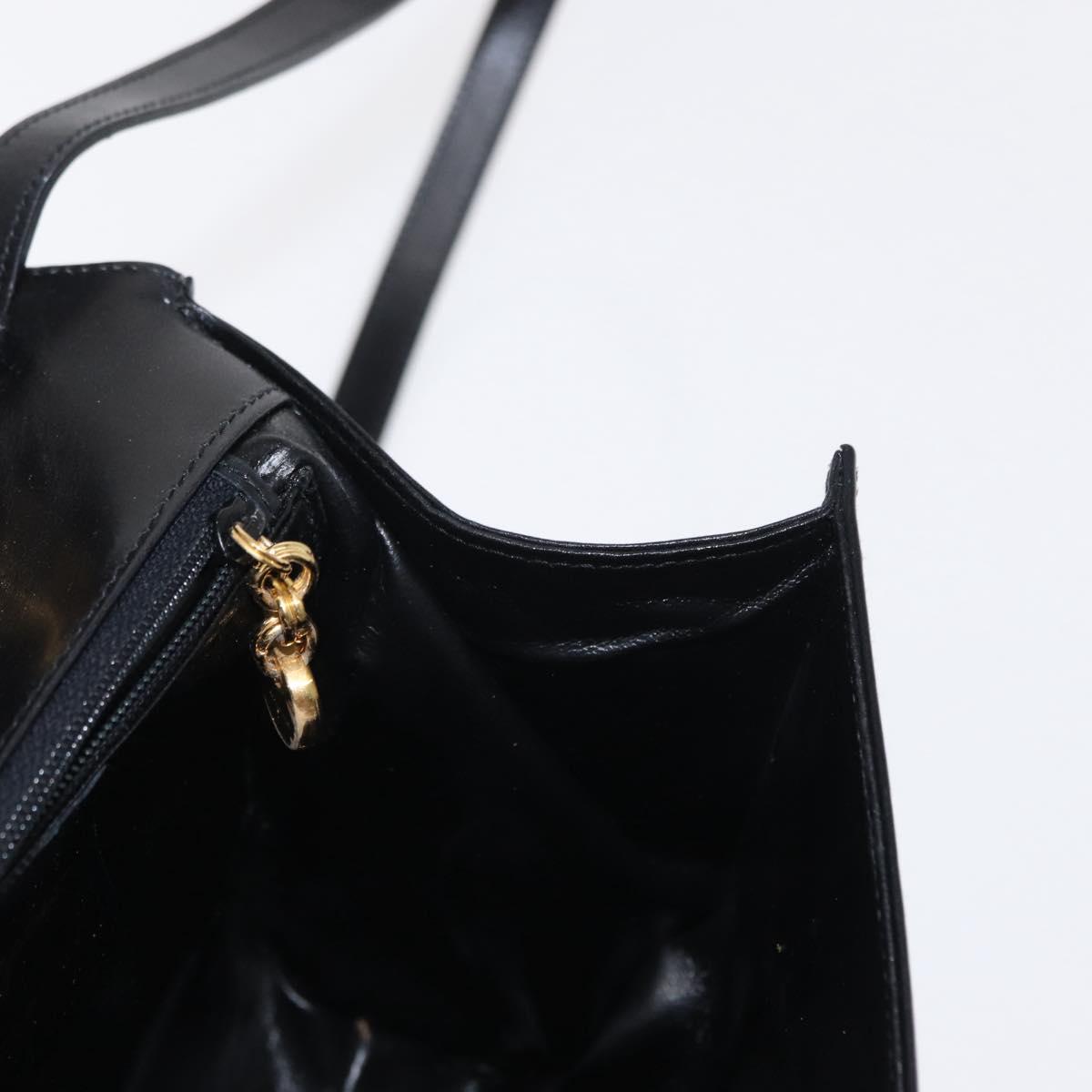 Salvatore Ferragamo Gancini Shoulder Bag Leather Black Gold Auth BA8683
