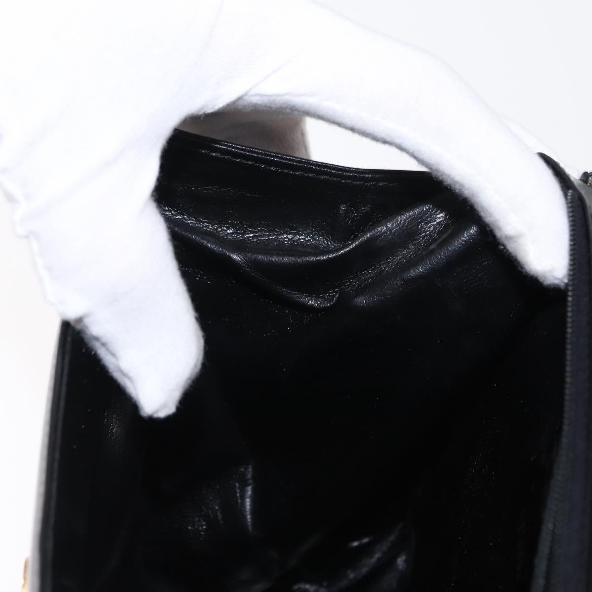 Salvatore Ferragamo Gancini Shoulder Bag Leather Black Gold Auth BA8683