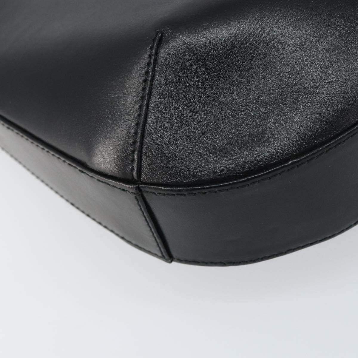 Salvatore Ferragamo Gancini Shoulder Bag Leather Black Gold Auth BA8690