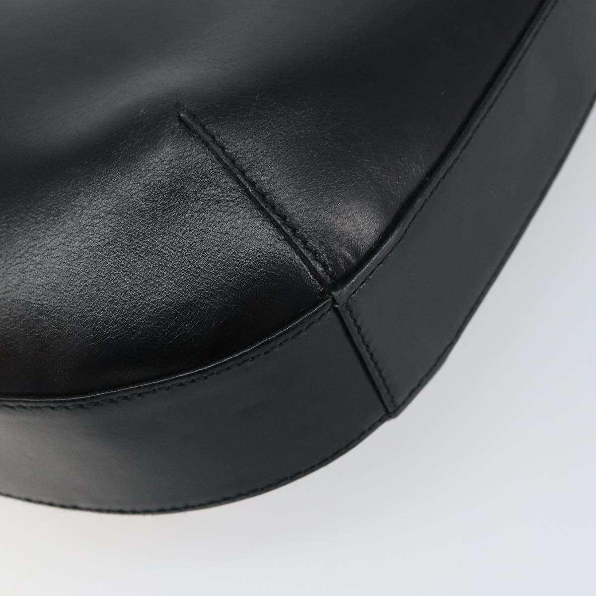 Salvatore Ferragamo Gancini Shoulder Bag Leather Black Gold Auth BA8690