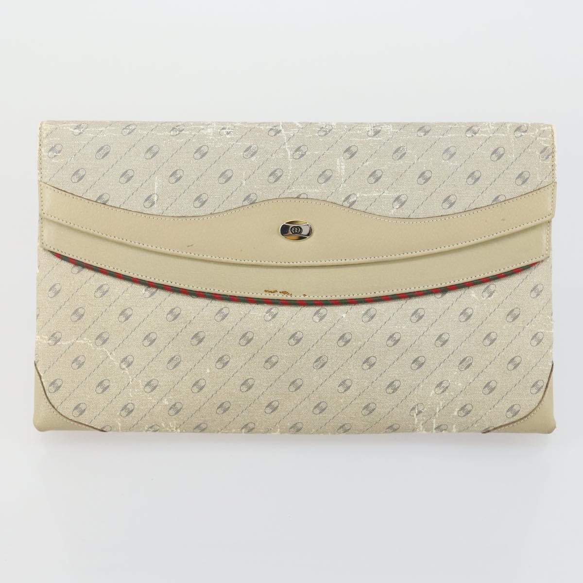 Salvatore Ferragamo Gucci Clutch Hand Bag Canvas PVC 2 Set Beige Auth BA8691