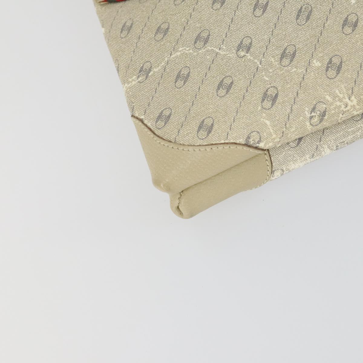 Salvatore Ferragamo Gucci Clutch Hand Bag Canvas PVC 2 Set Beige Auth BA8691