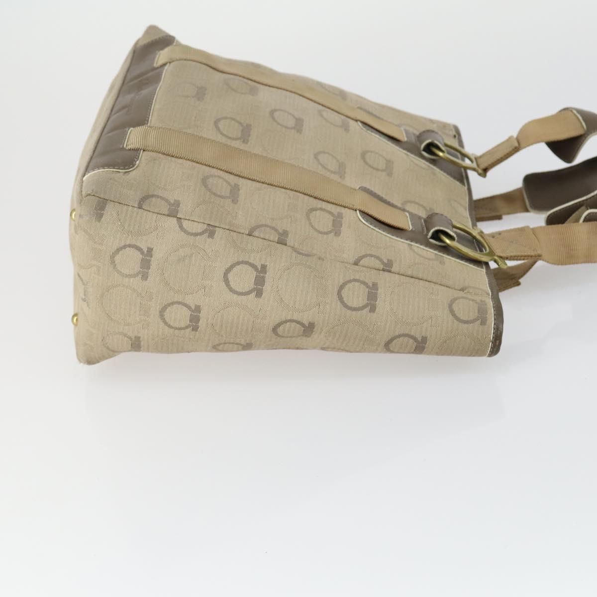 Salvatore Ferragamo Gucci Clutch Hand Bag Canvas PVC 2 Set Beige Auth BA8691