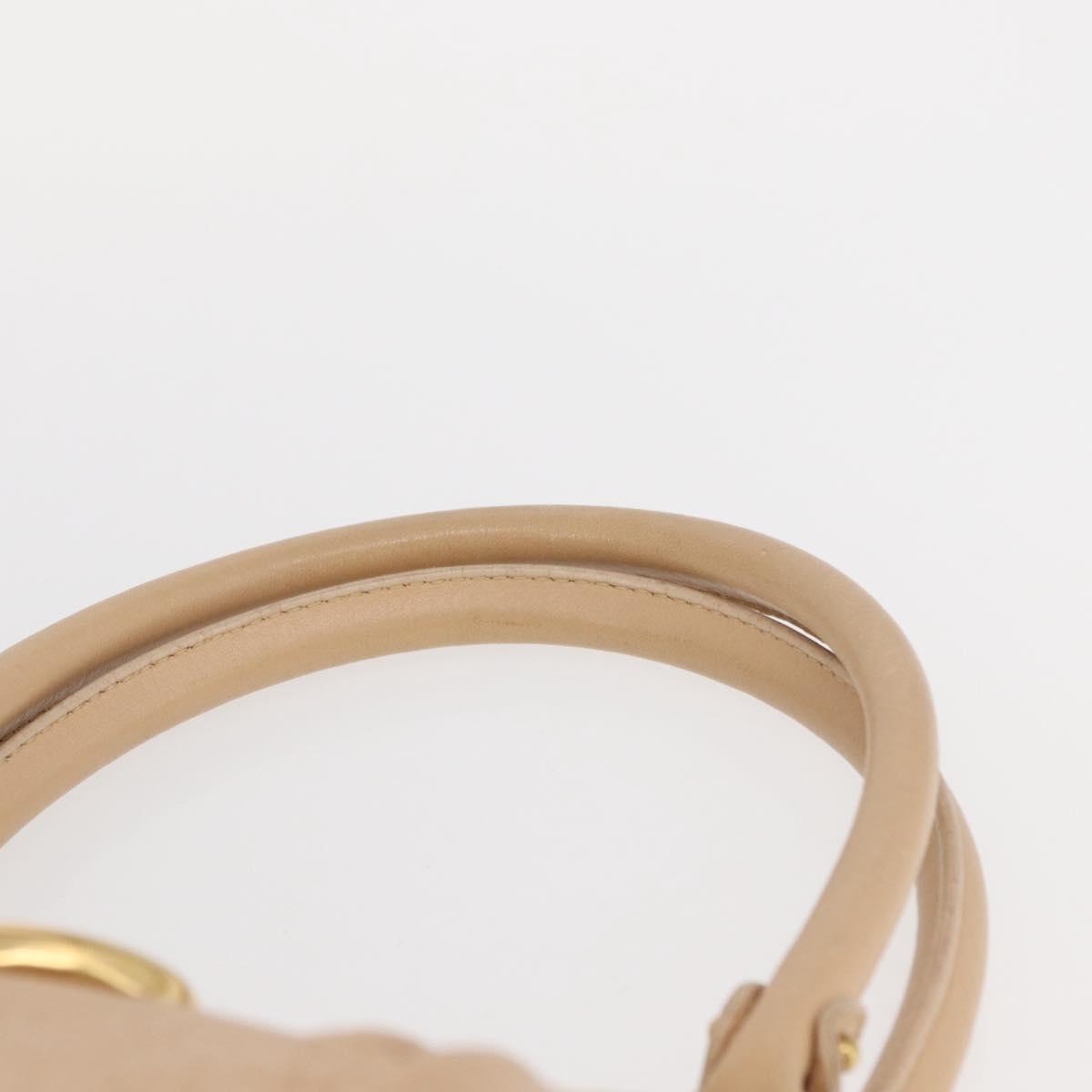 Salvatore Ferragamo Gancini Hand Bag Leather Beige Gold Auth BA8692