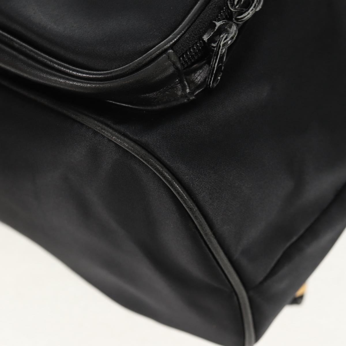 VALENTINO Backpack Nylon Leather Black Gold Auth BA8694